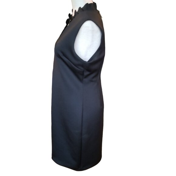 Calvin Klein Sleeveless Dress Black Blouse Size 8 Ruffle Collar Zipper Exposed - Picture 4 of 14